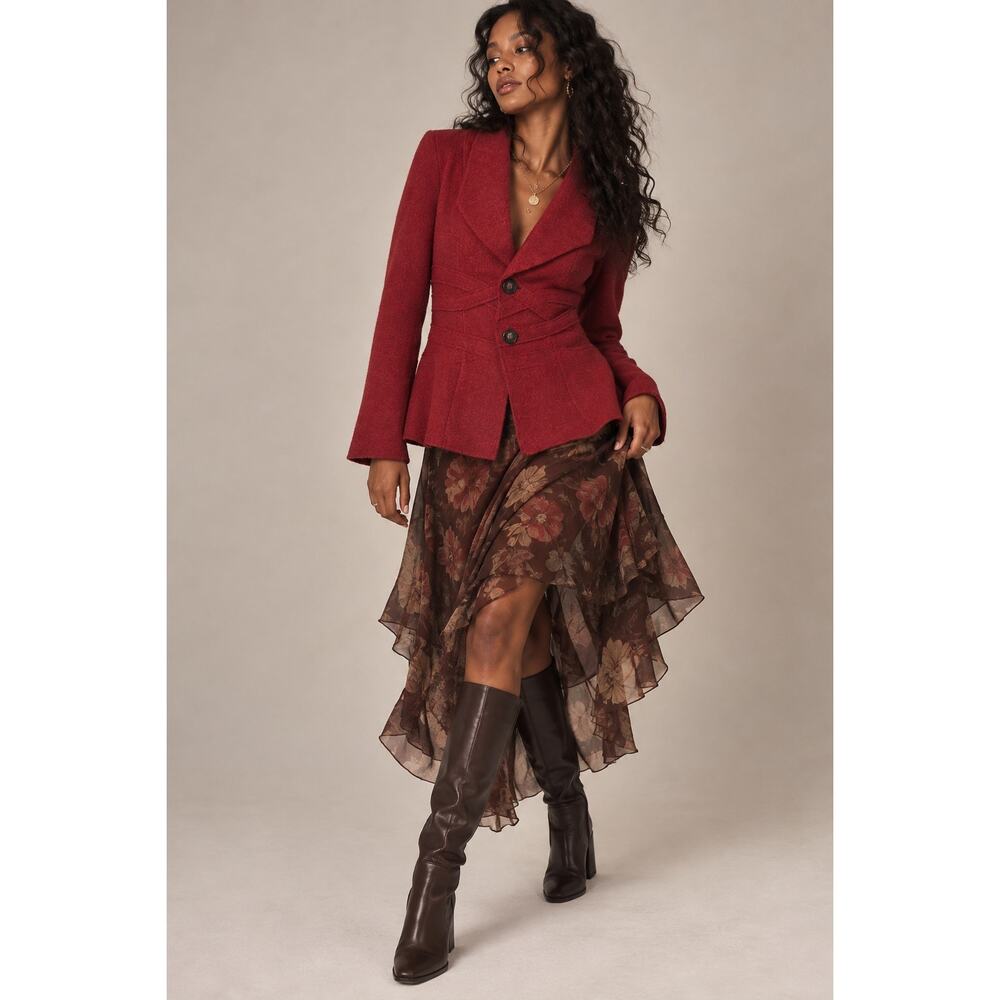 Nic & Zoe 100% Wool Cranberry Red Tailored Jacket S Fall Autumn Holiday Layer